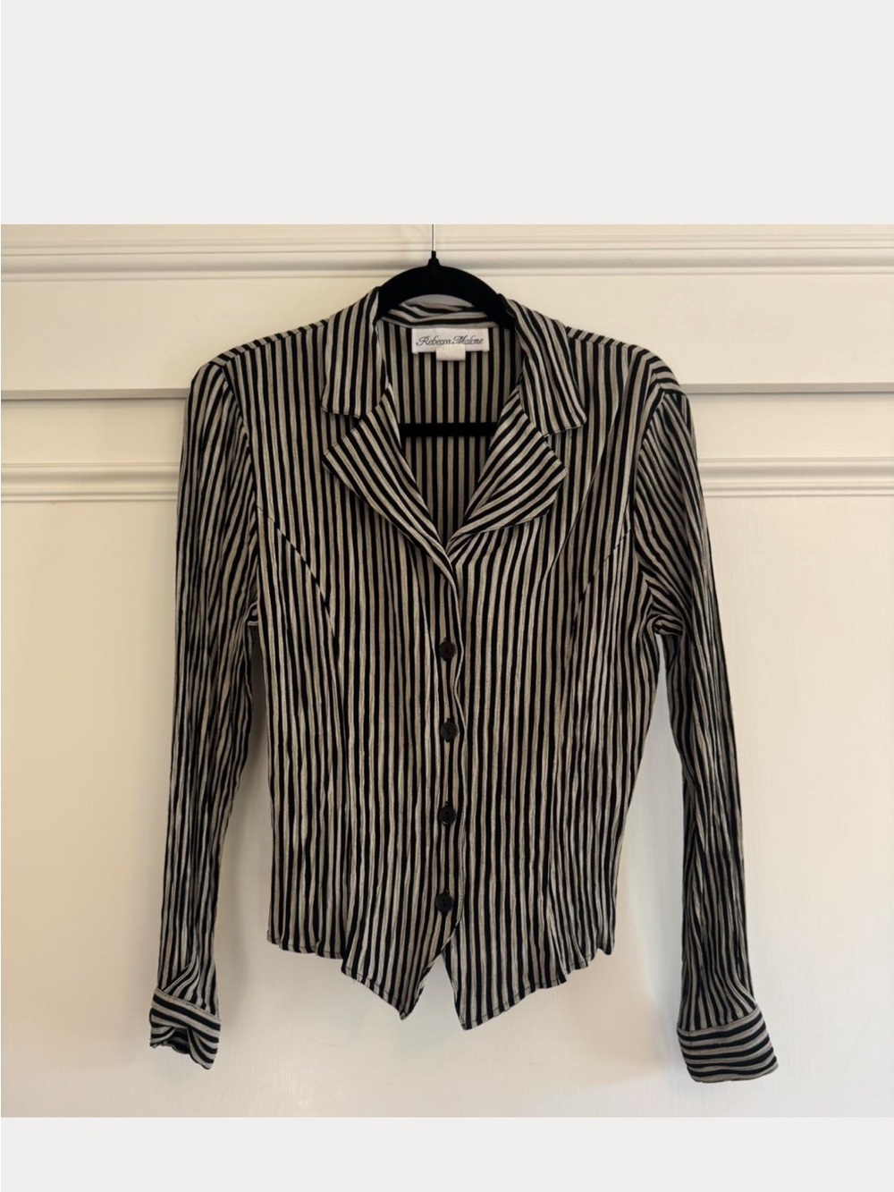 Vintage 90’s Striped Button-Up Shirt Grey & White - M